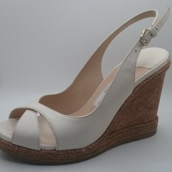 Jimmy Choo Off-White Wedge Sandals, EURO size 36 1/2, US size 6 - Picture 1 of 11
